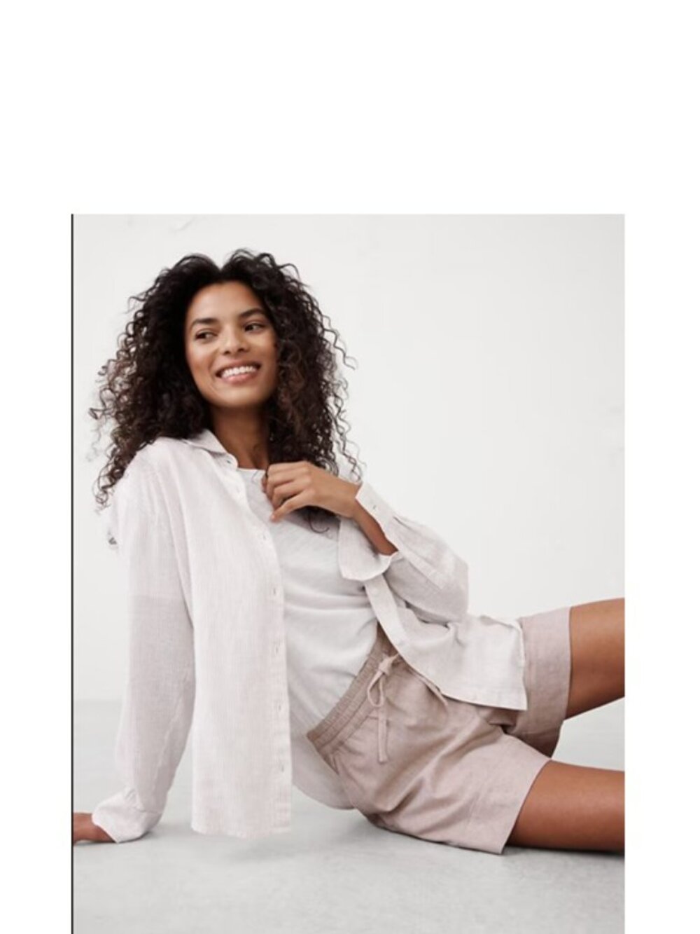 Banana Republic Linen-Blend Boxer Short Med Flax NWT